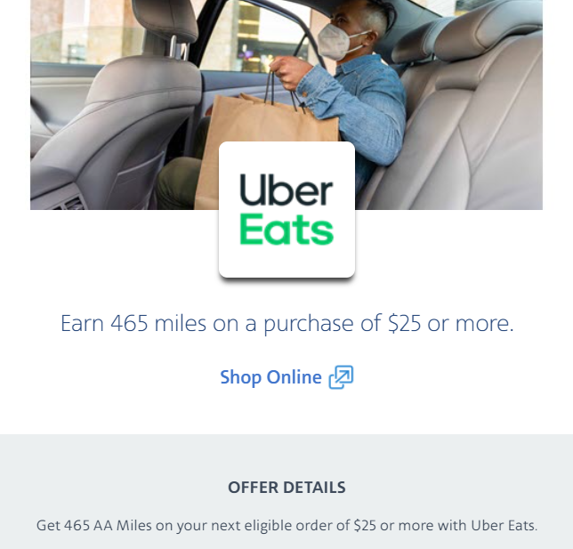 SimplyMiles offer for Uber Eats