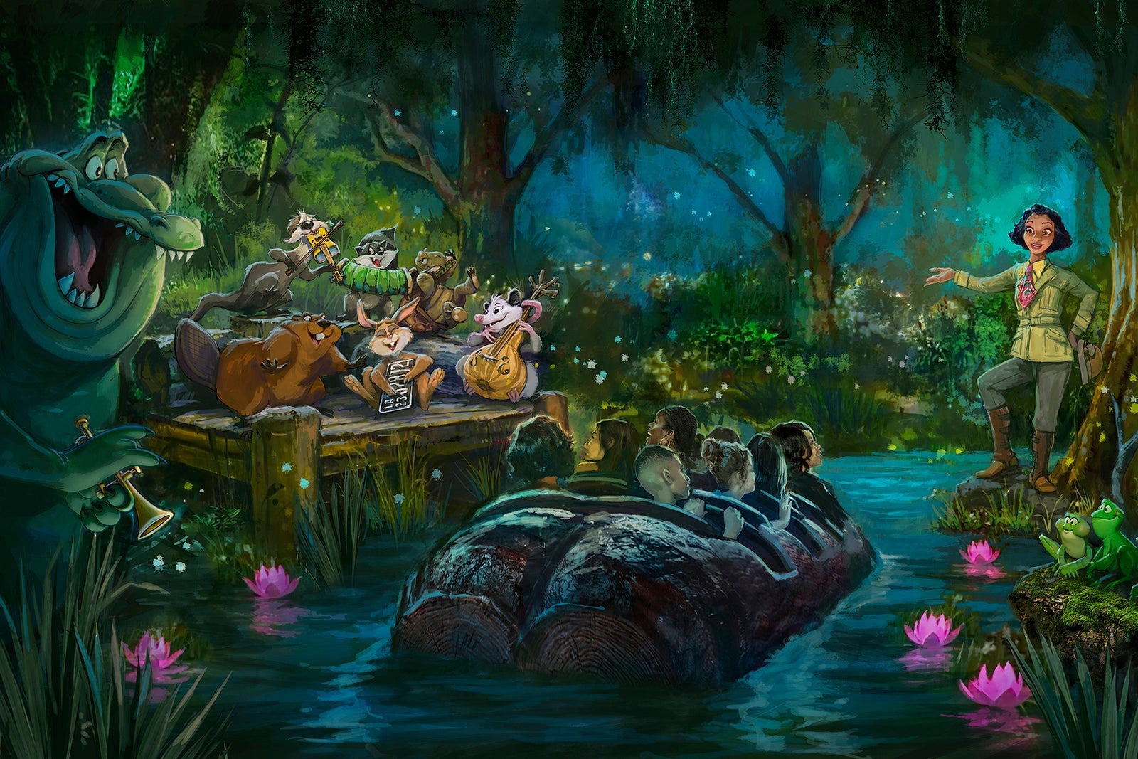 Rendering of Tiana's Bayou Adventure ride