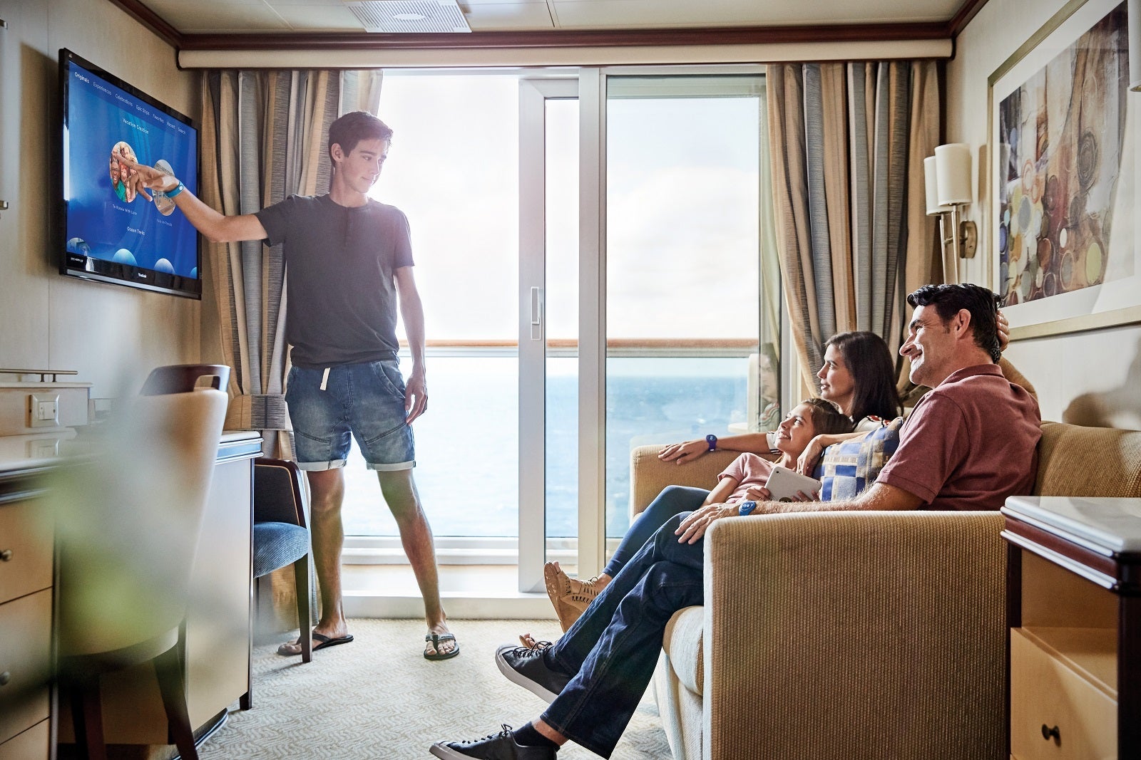 A teenager shares a cabin with his parents on a cruise ship
