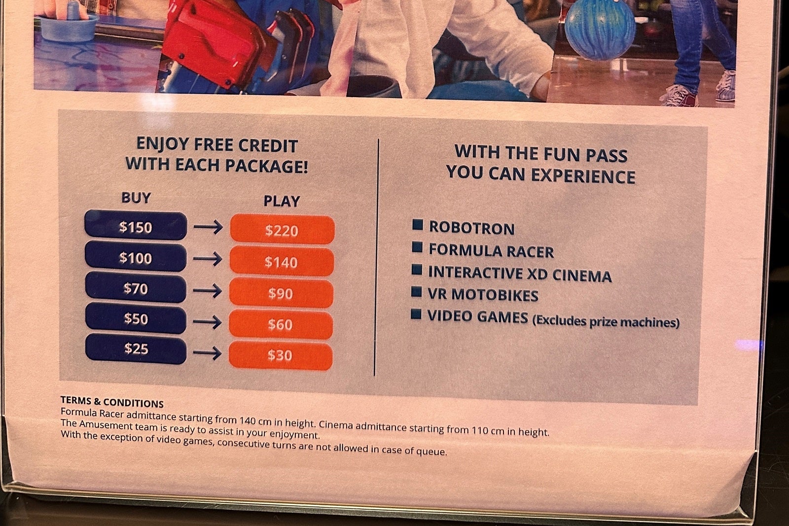 Fun pass pricing options for Robotron ride on MSC Seascape