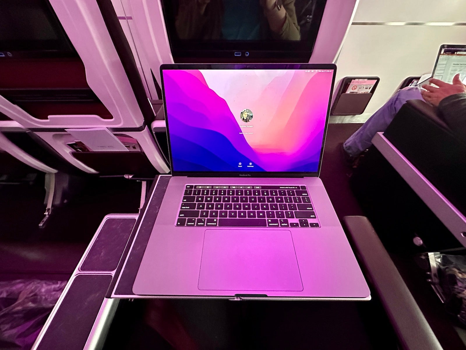 Laptop on the A350 table