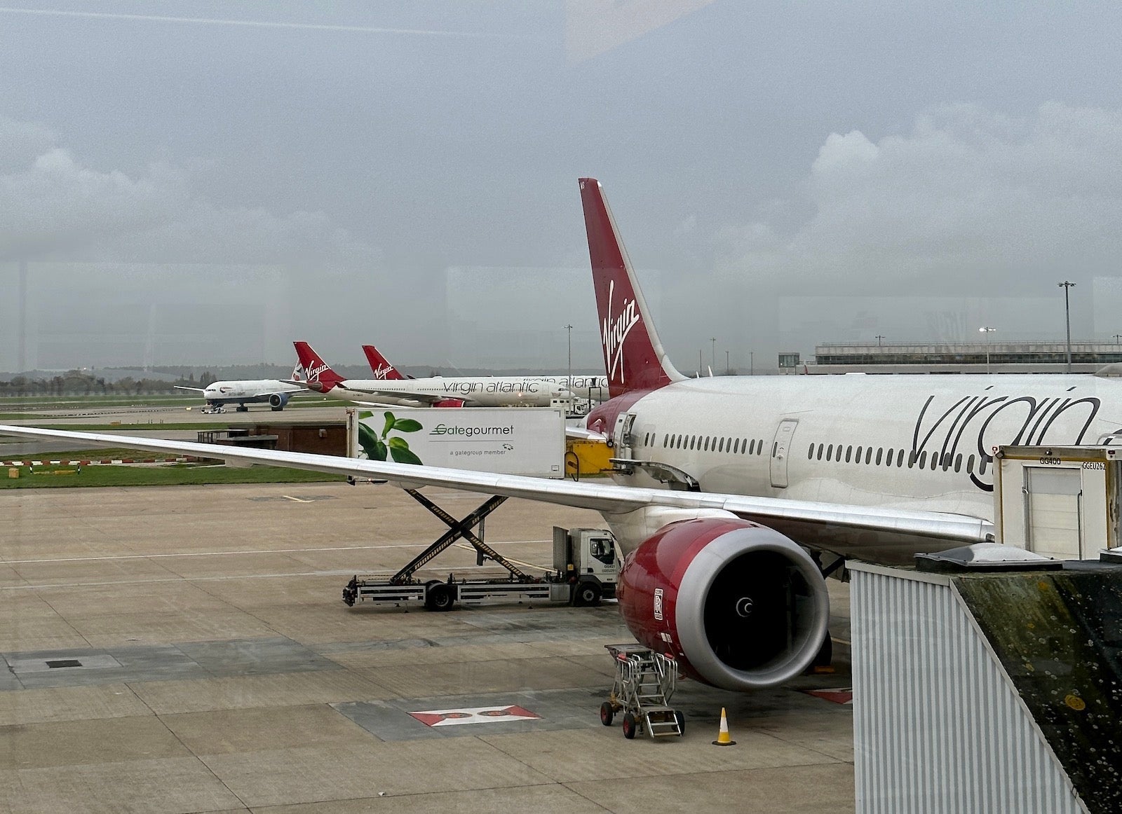 Virgin Atlantic plane at the gate in Heathrow airport