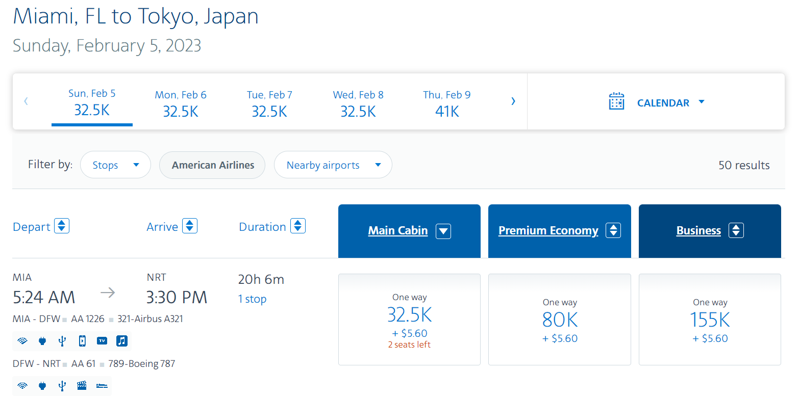 American Airlines award search