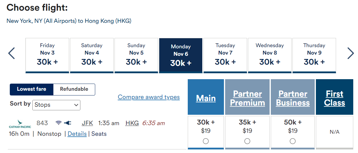Booking Cathay Pacific flights with Alaska miles