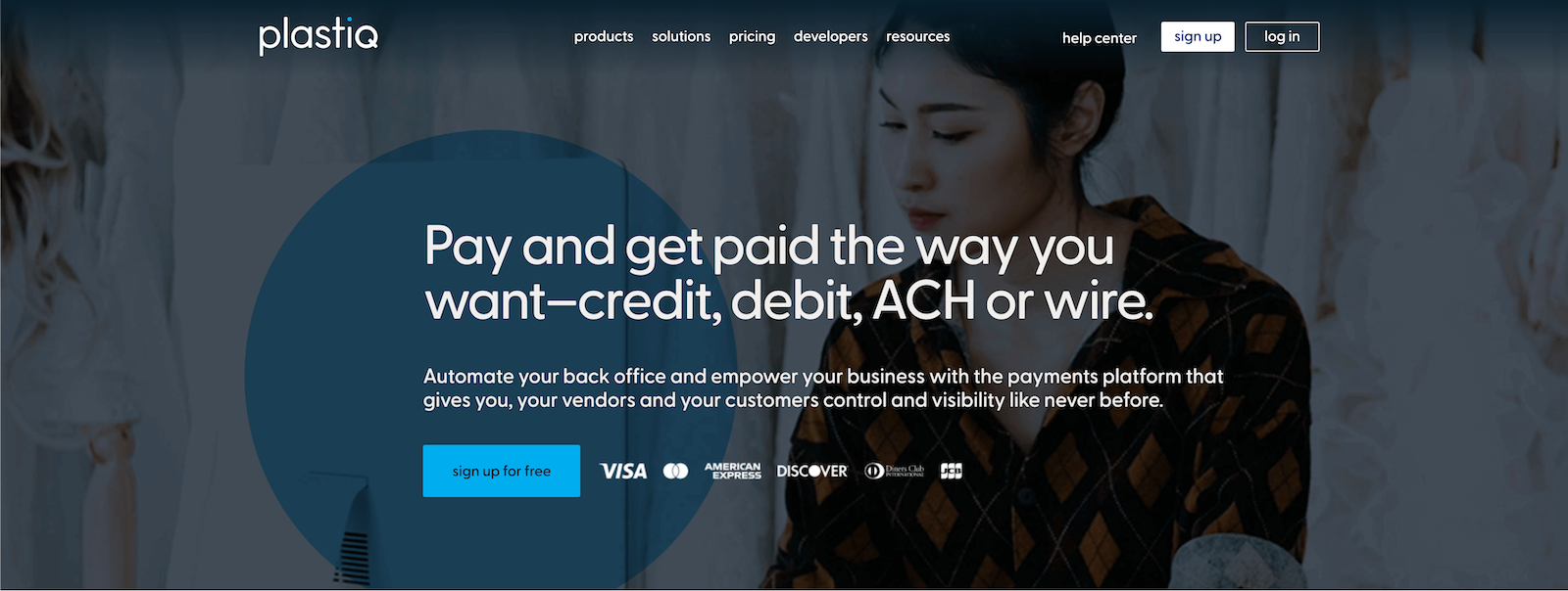 screenshot of the home page at plastiq.com