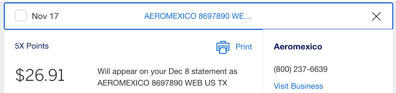 purchase receipt for a flight