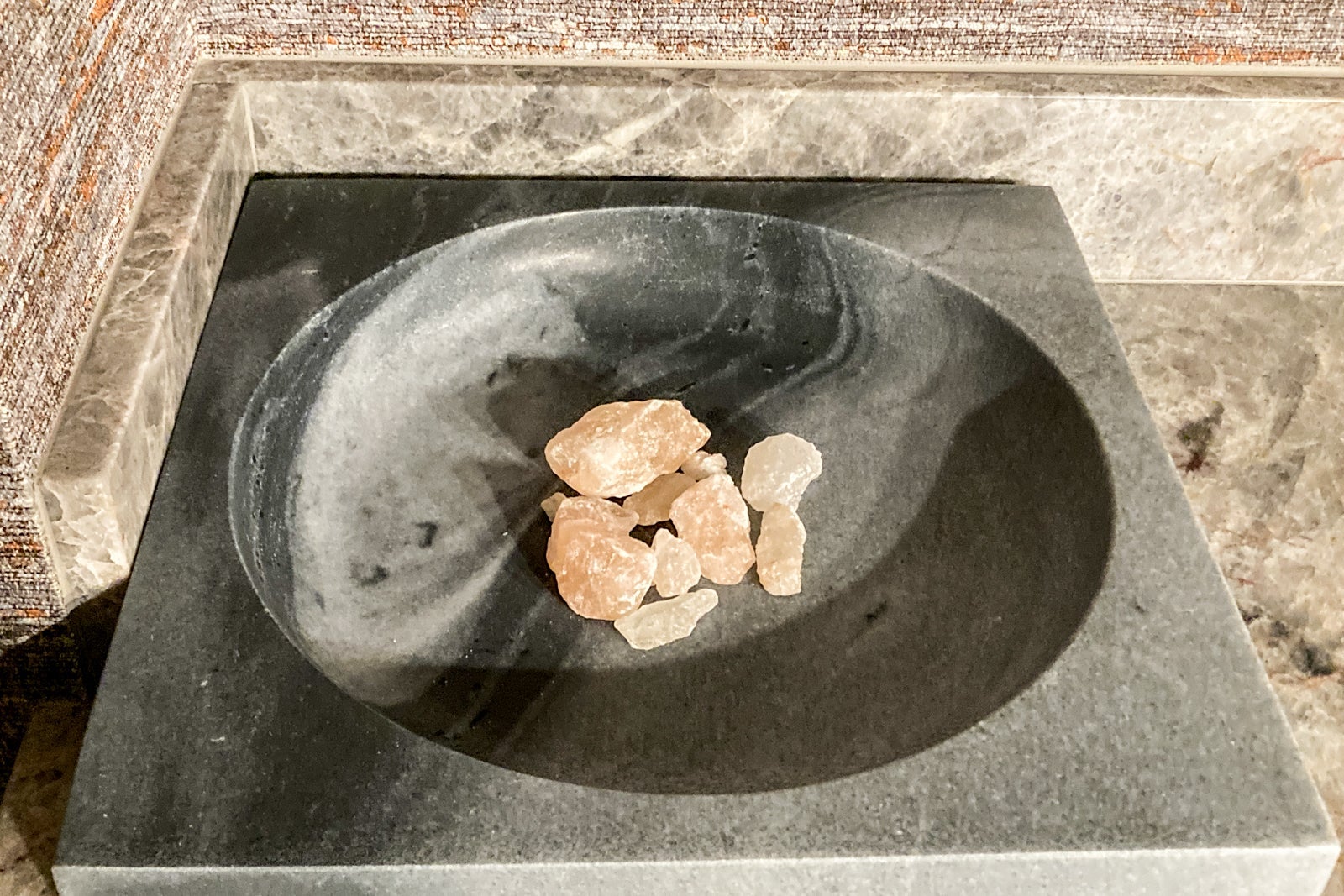 large salt crystals in a bowl
