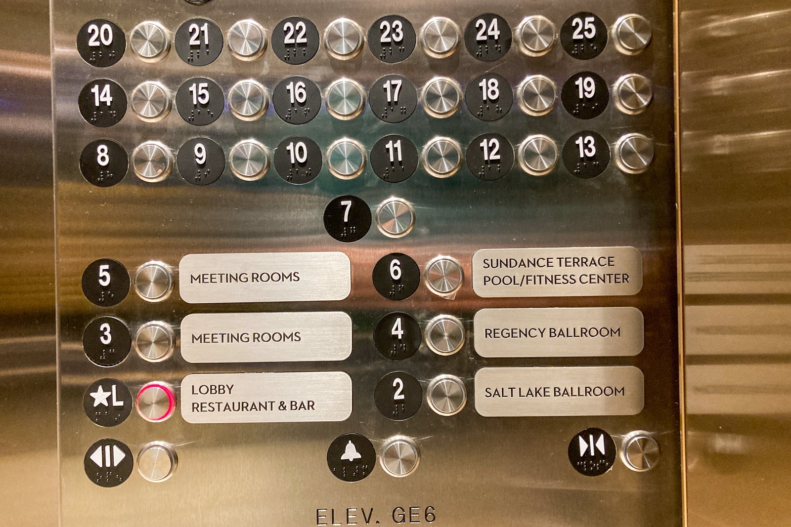 buttons in a hotel elevator