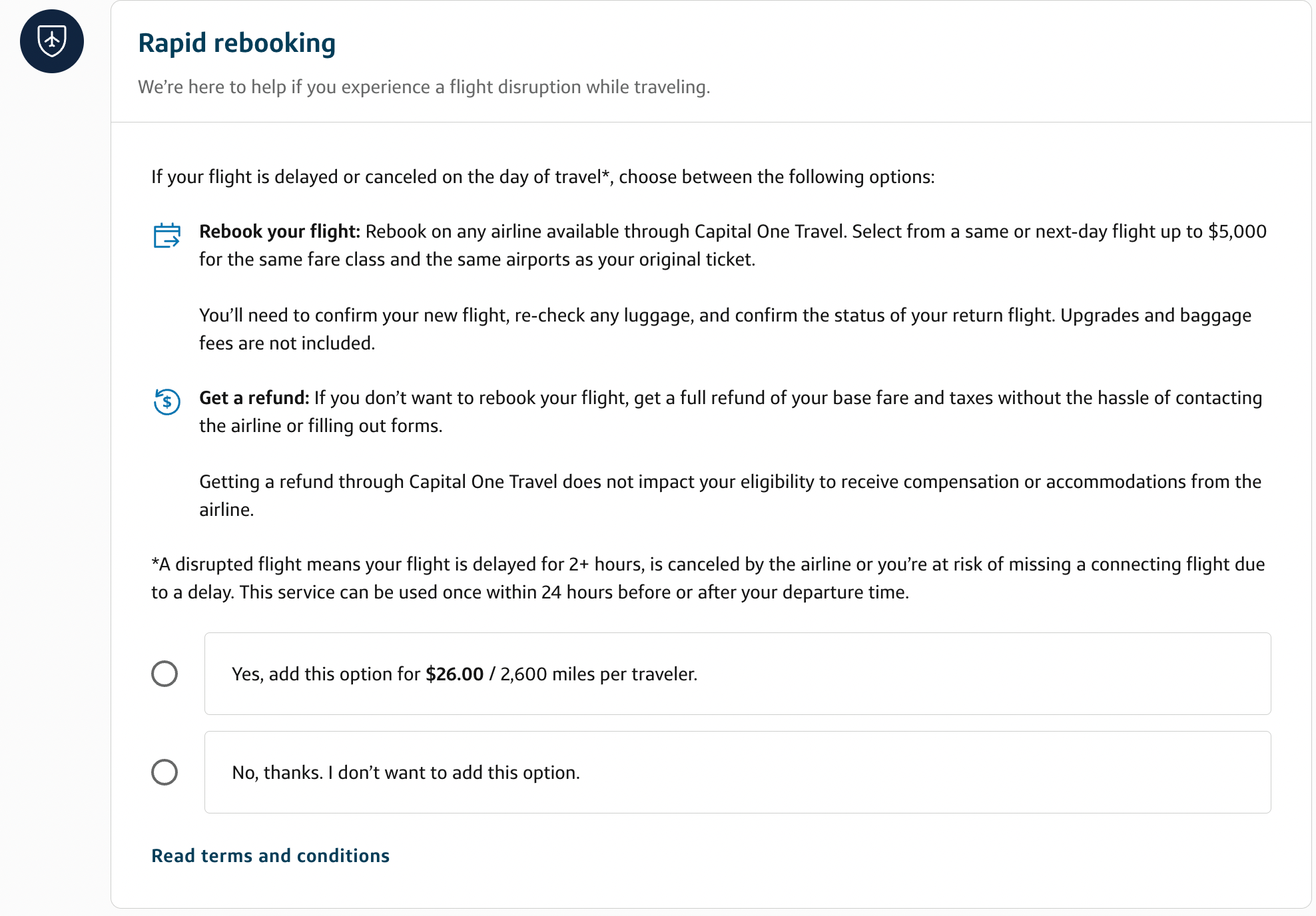 Capital One travel rapid rebooking