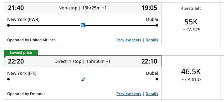 Emirates economy class EWR to DXB