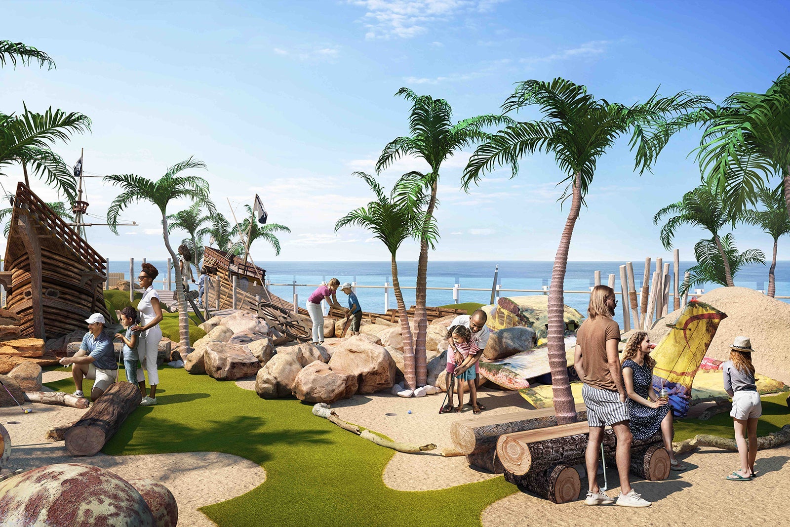 Lost Dunes mini golf on Icon of the Seas.