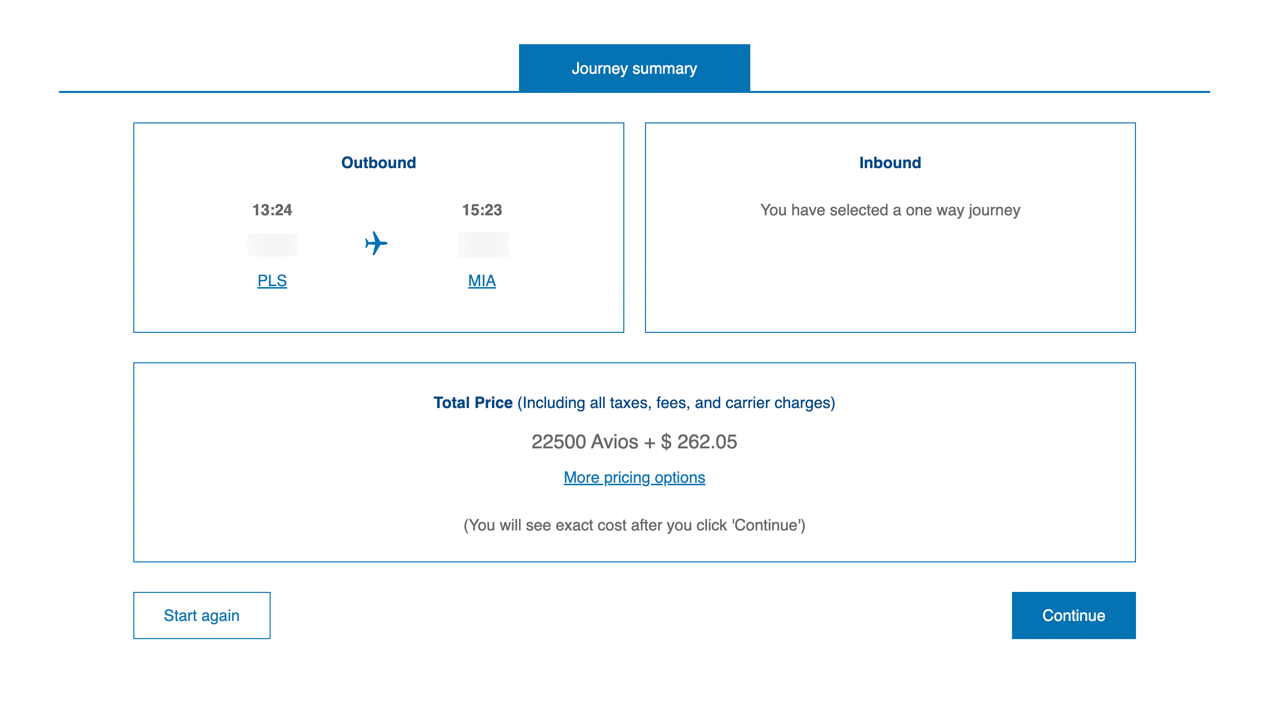 An American Airlines award flight booked through British Airways from Providenciales, Turks and Caicos to Miami