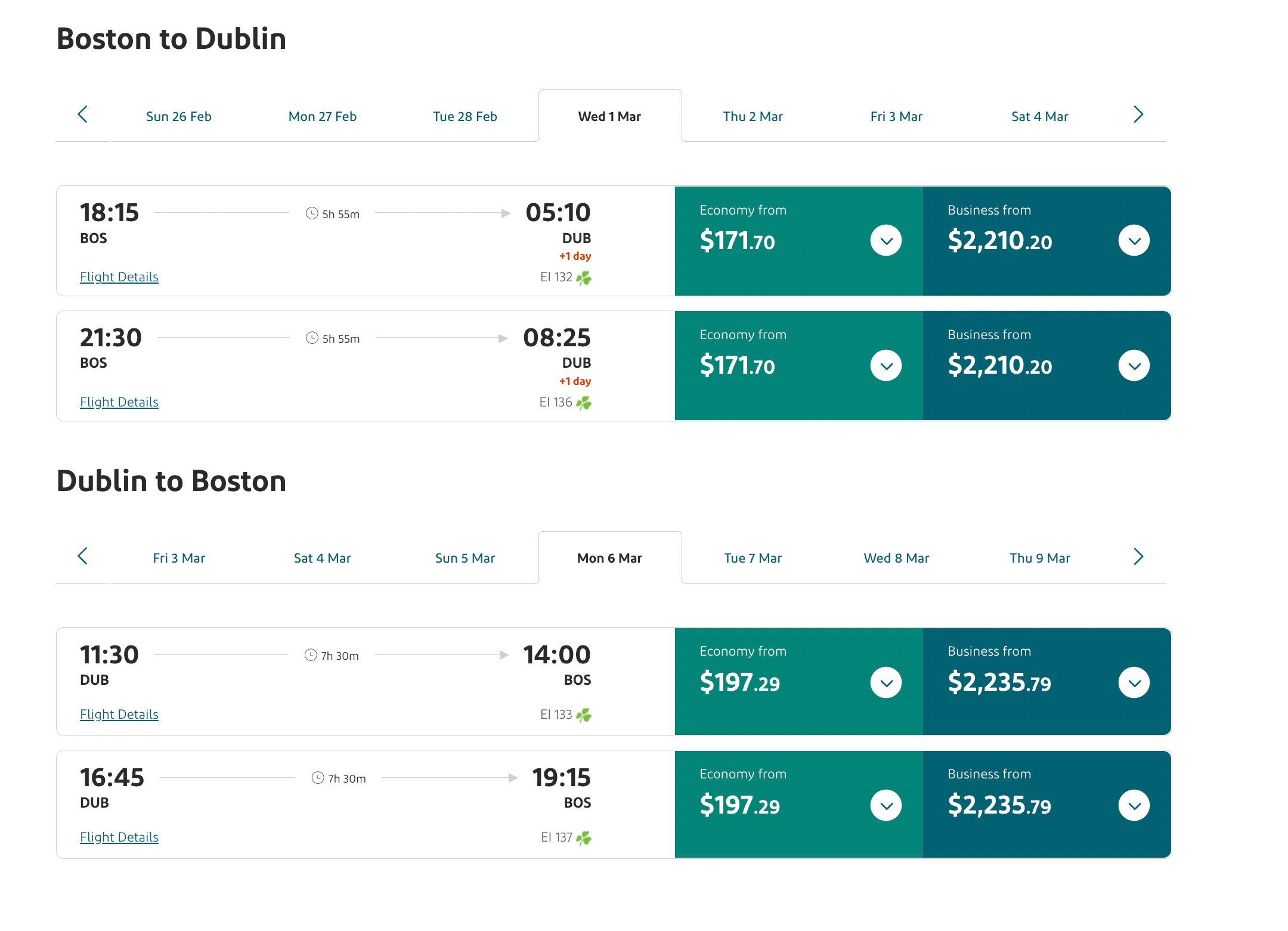 roundtrip flight options
