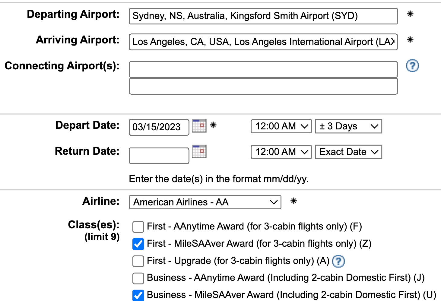 Searching for AA Z and U award space