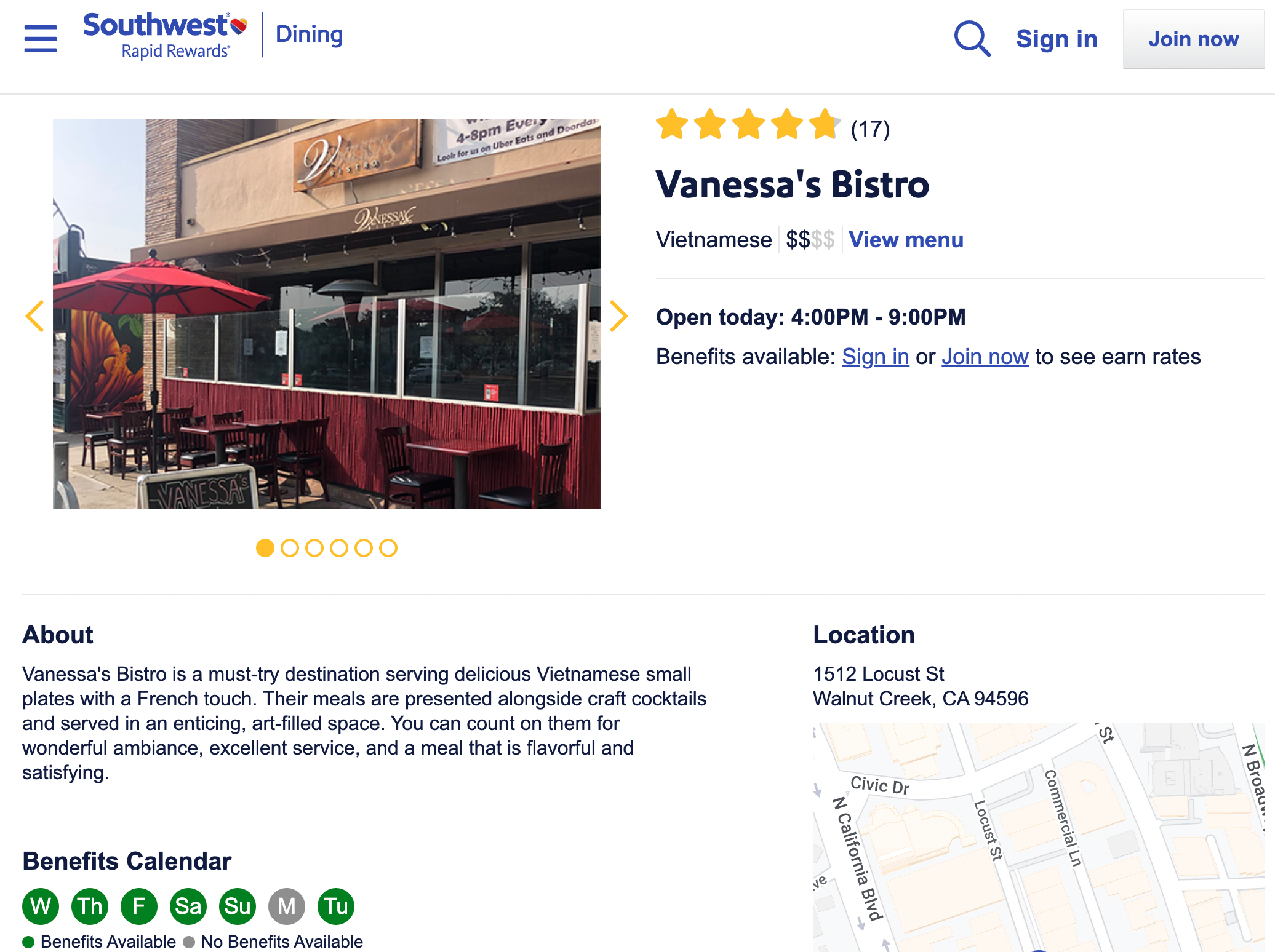 Southwest Rapid Rewards Dining