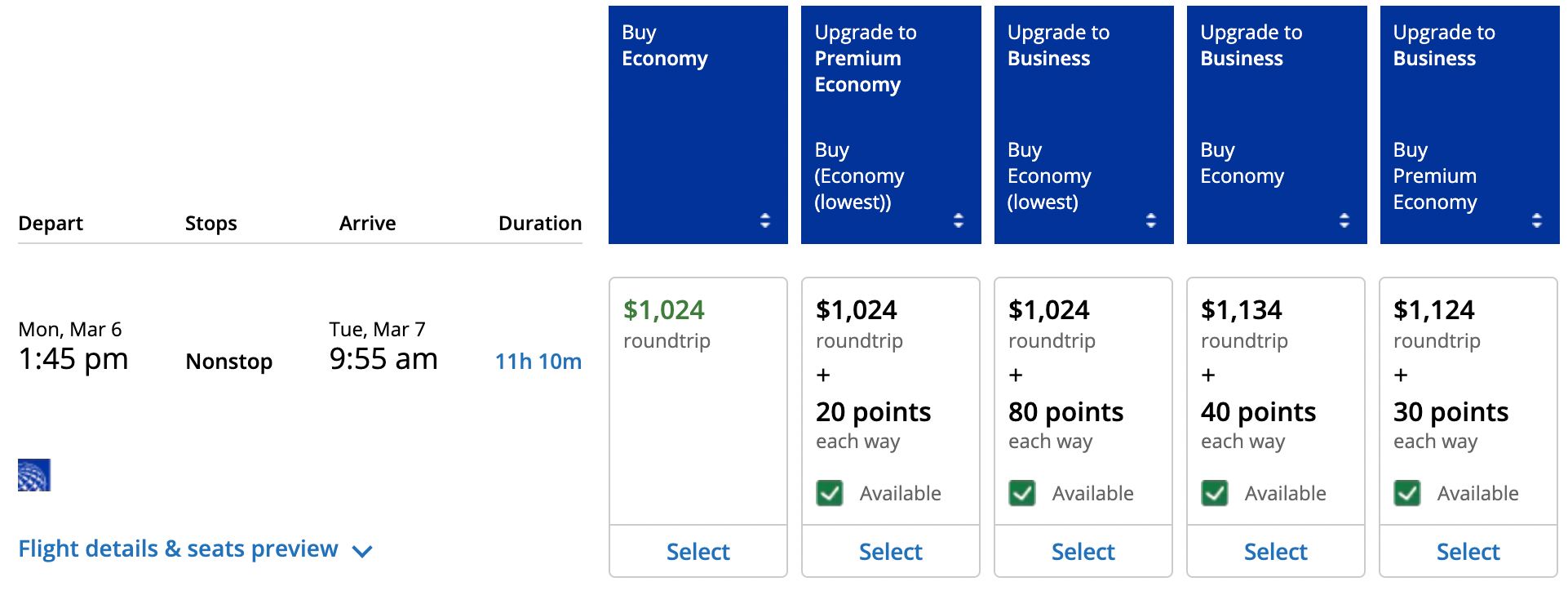 Upgrading a flight from SFO to FRA