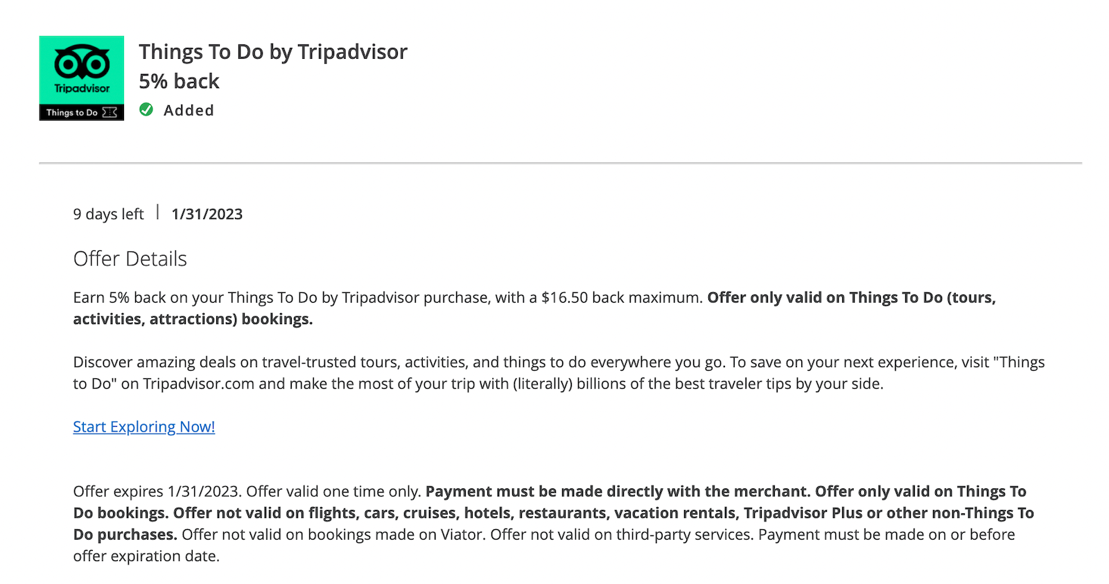 details of a credit card rebate offer
