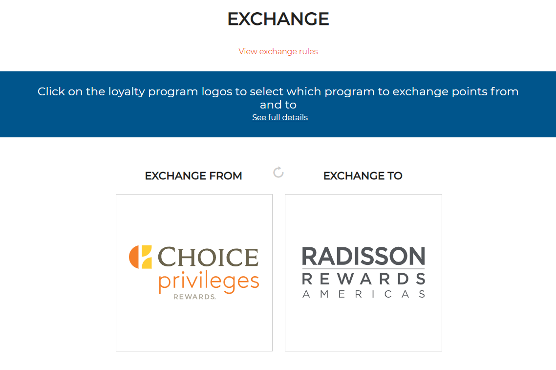 Exchange Choice and Radisson Americas points