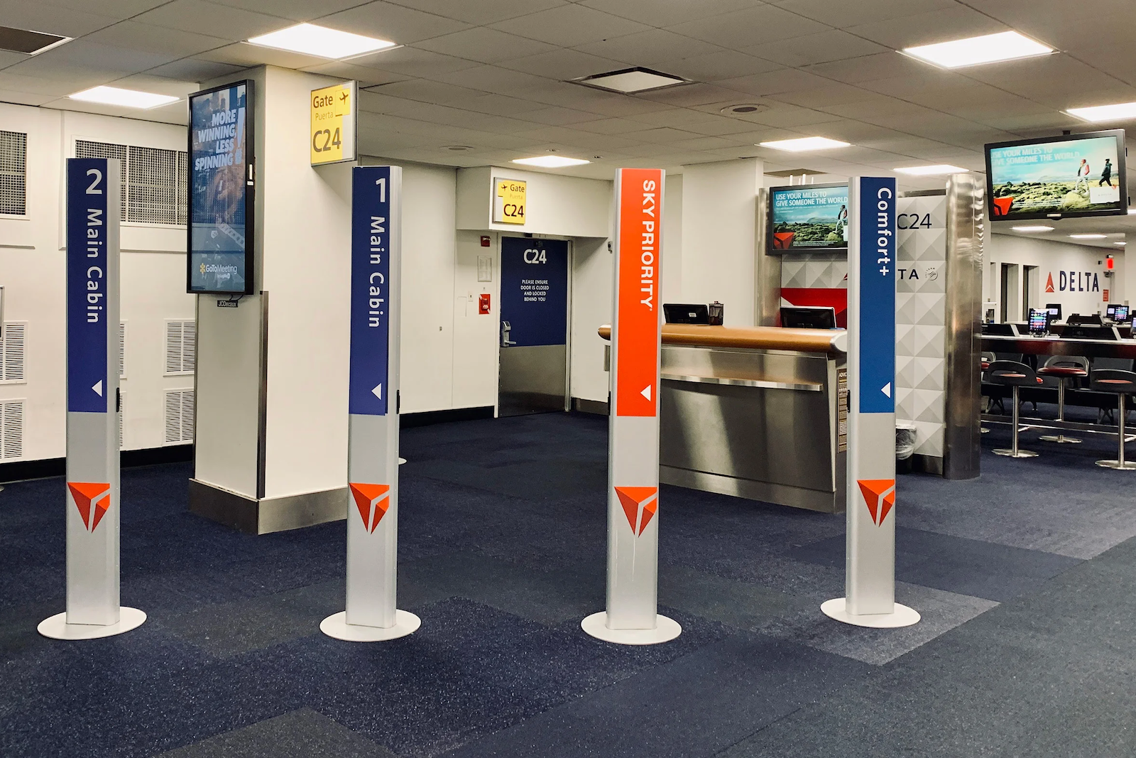 boarding group posts with Delta branding