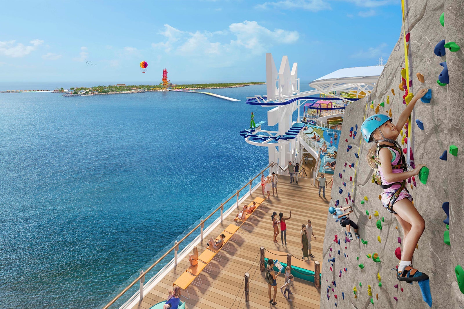 Adrenaline Peak rock-climbing wall on Icon of the Seas.