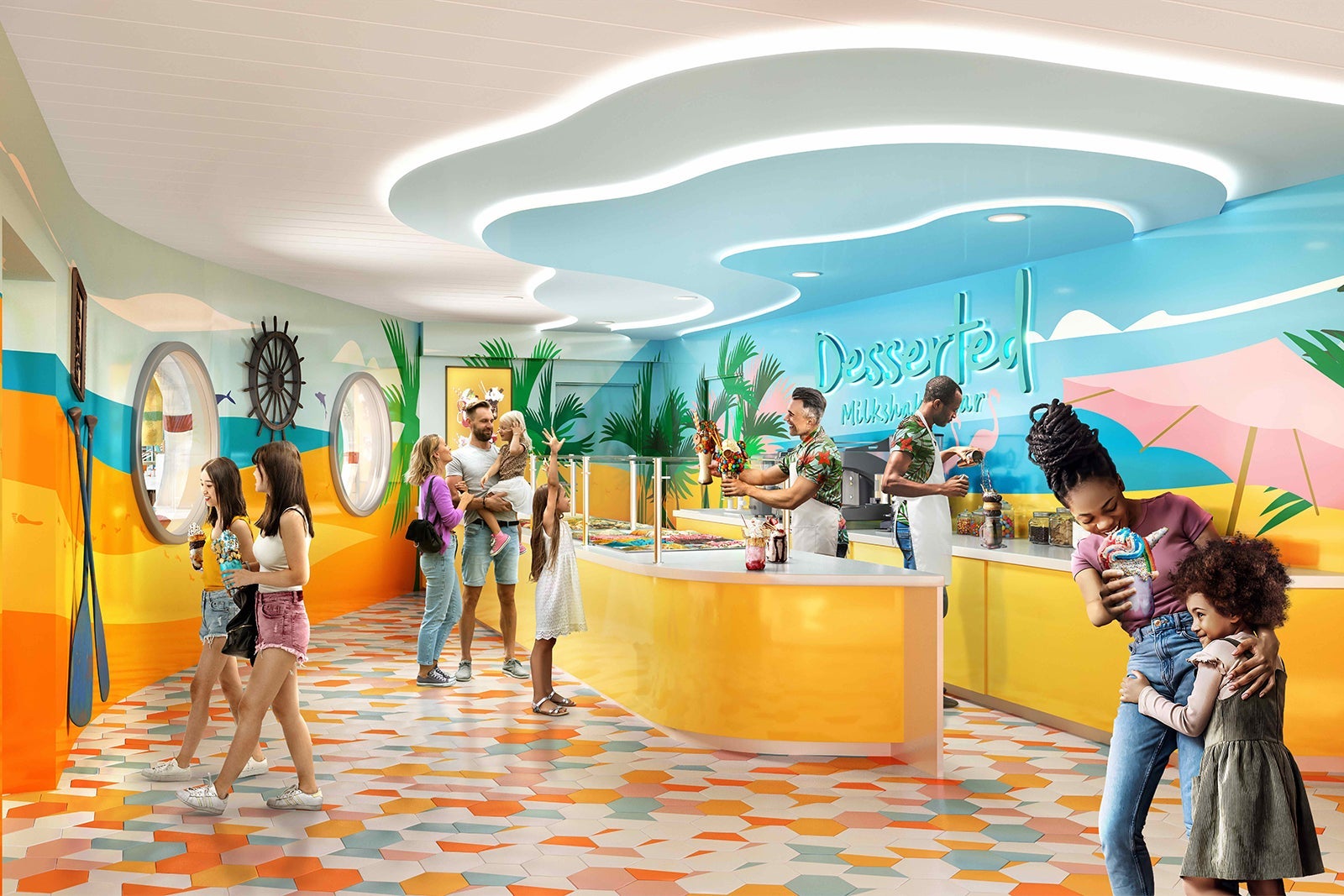 Desserted milkshake bar on Icon of the Seas.