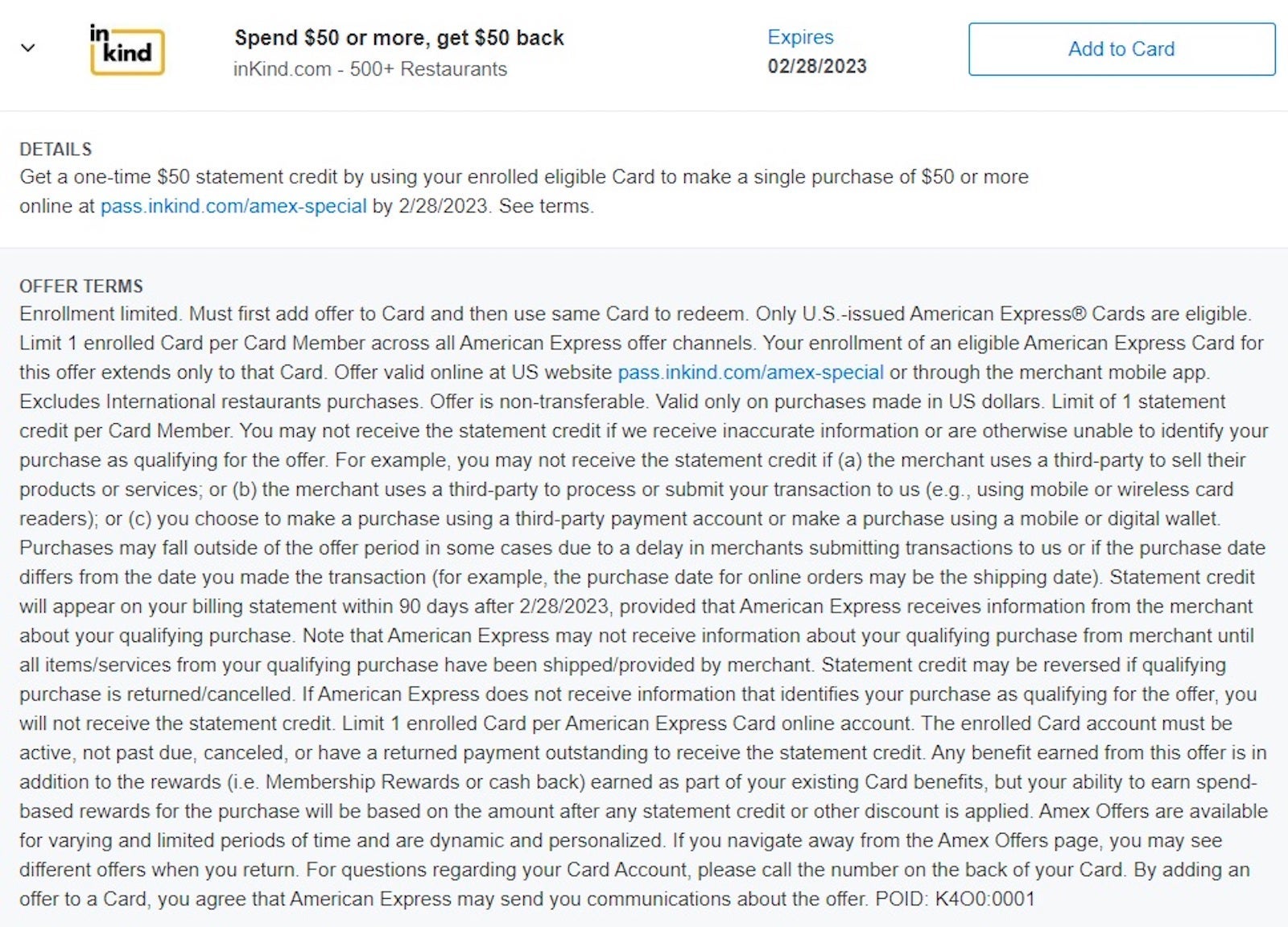 details of a credit card rebate offer