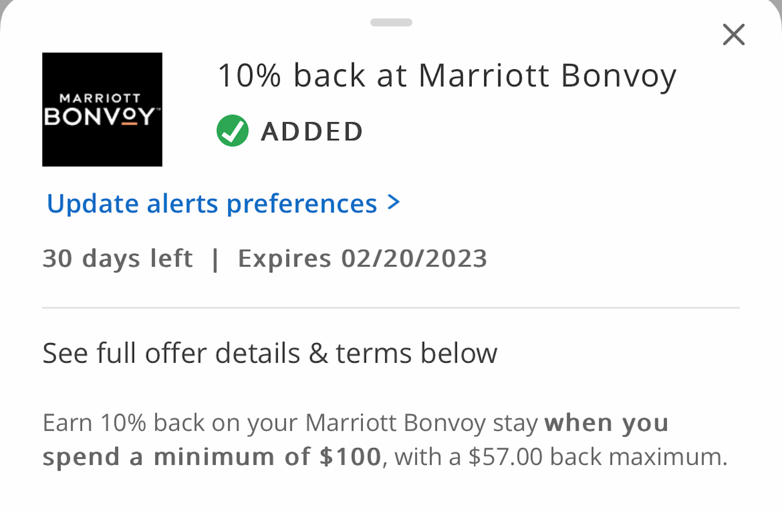 details of a credit card rebate offer
