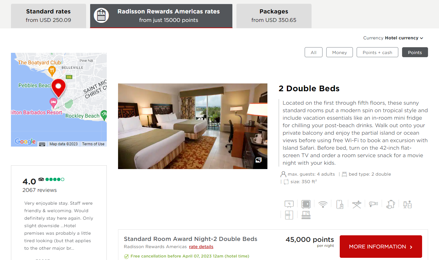 Redeeming Radisson Rewards Americas points