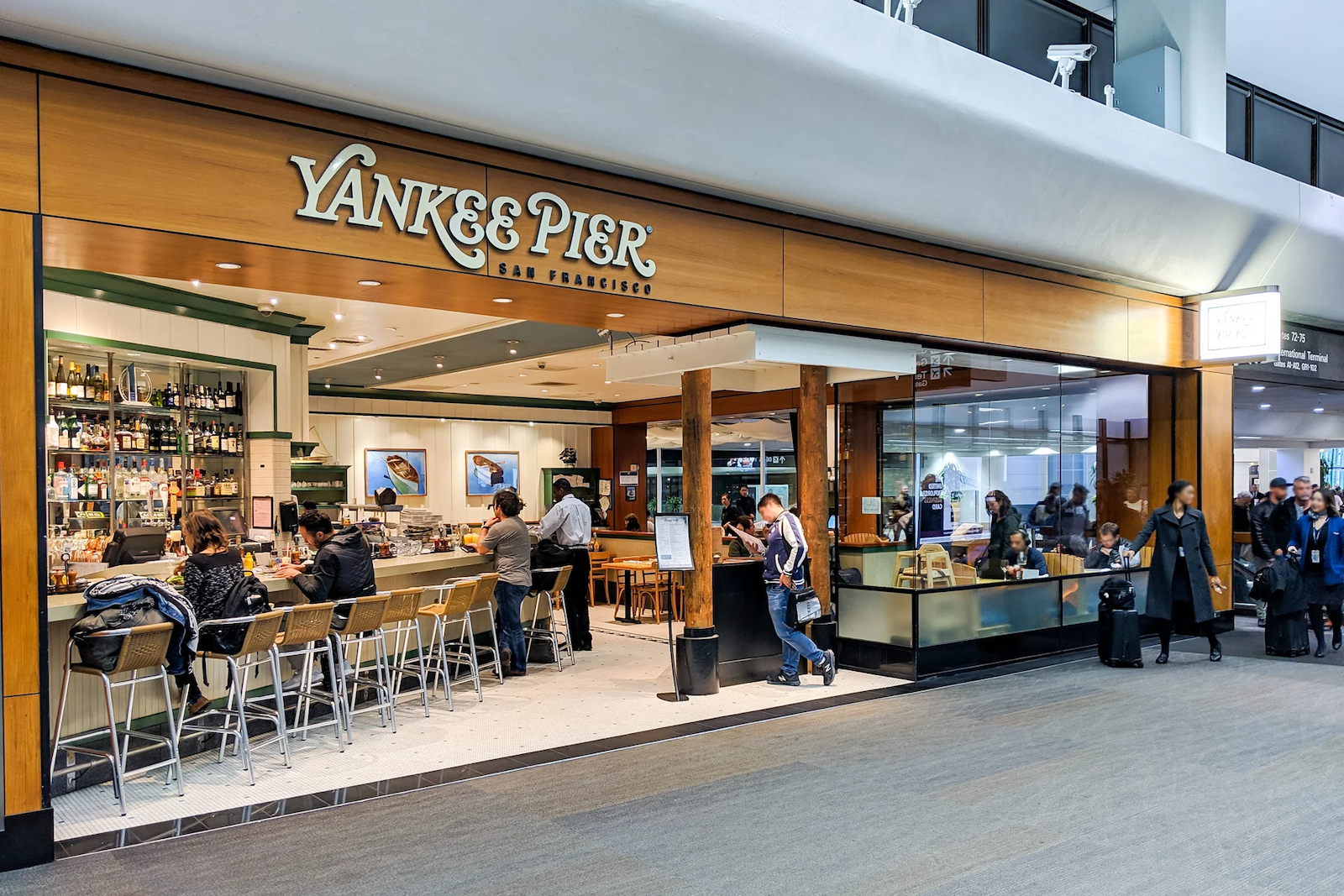 The exterior of a restaurant inside an airport