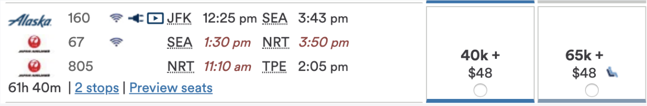 Alaska Airlines search results