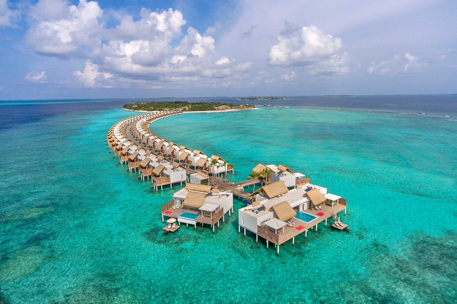 aerial view of Emerald Maldives Resort and Spa