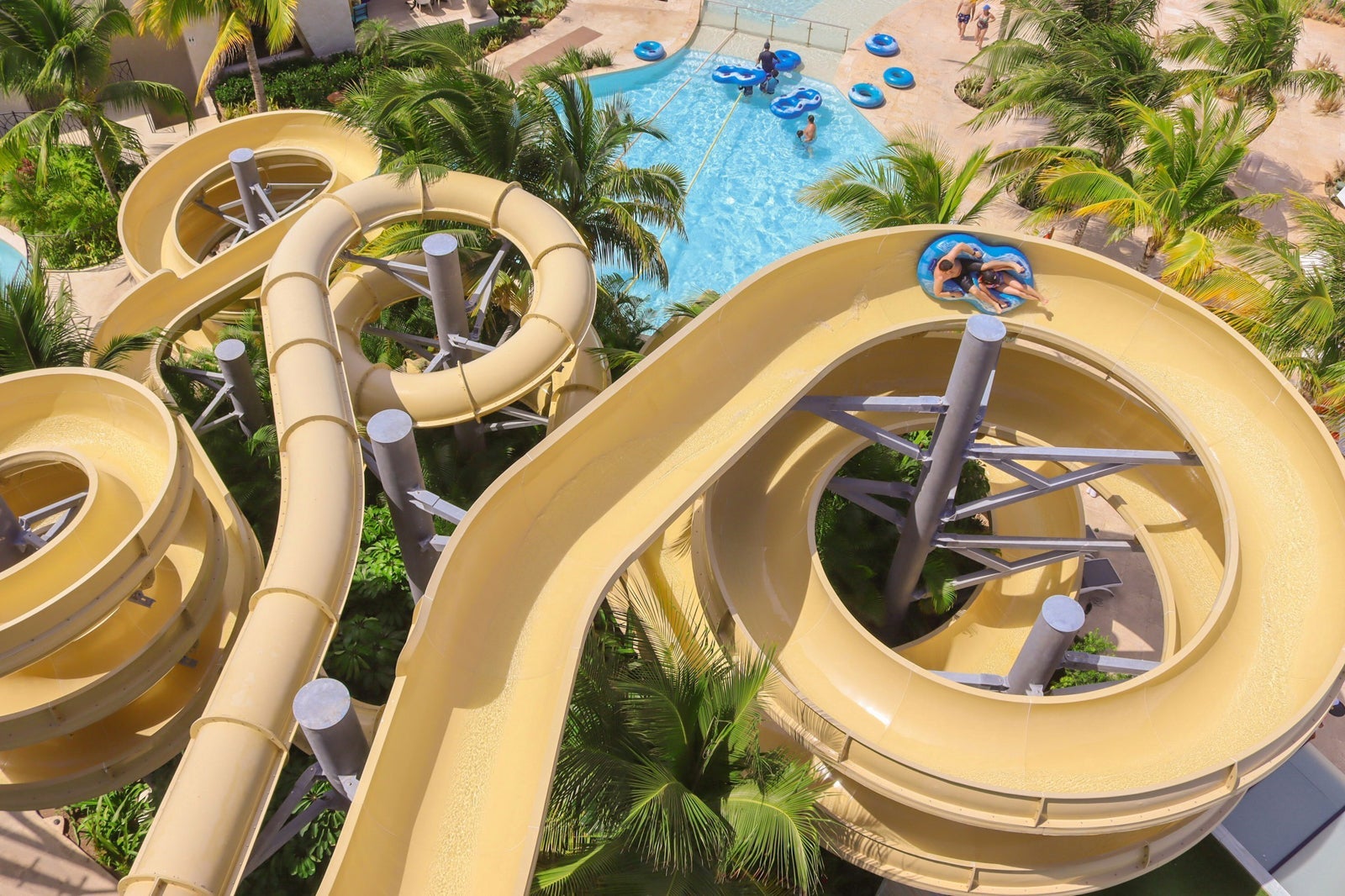 Waterslide aerial shot at Dreams Natura Resort