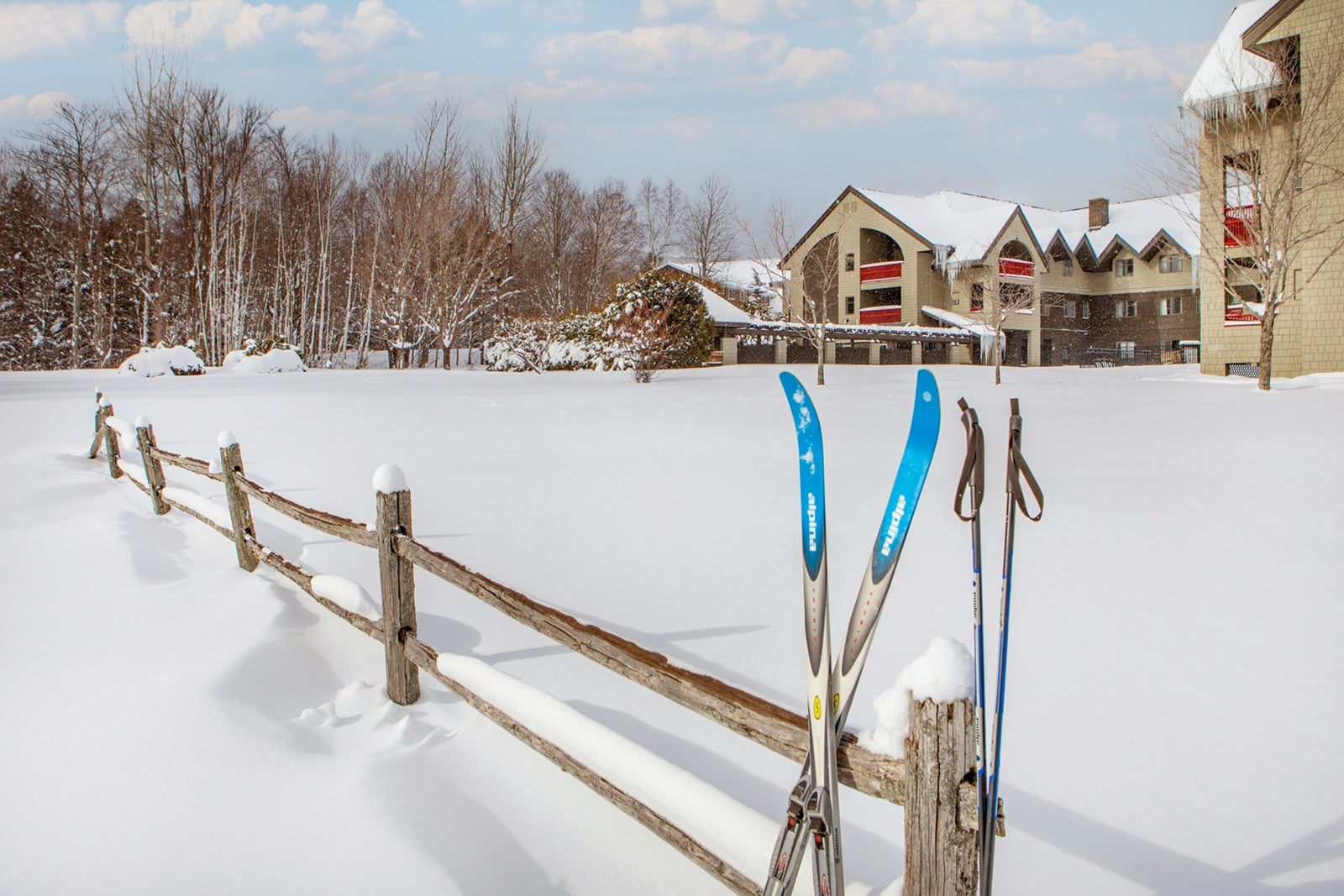 Snowy exterior of Killington Mountain Lodge
