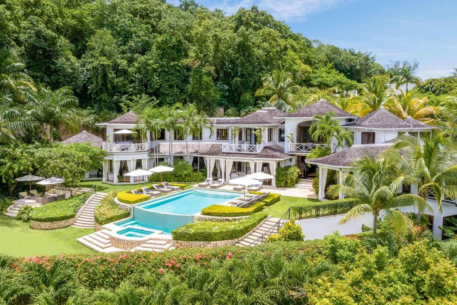 The pool area at Round Hill Hotel and Villas Jamaica