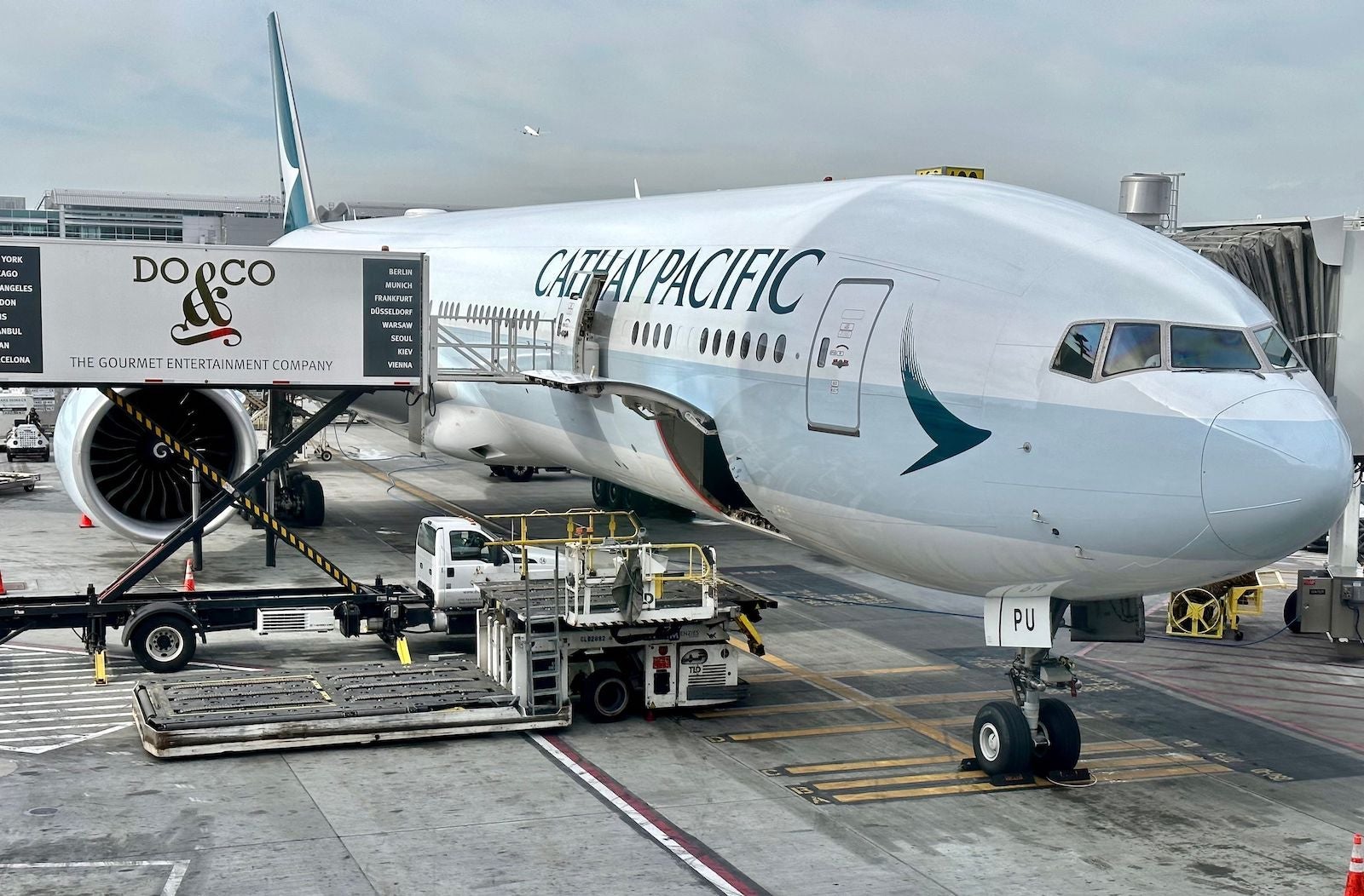 Cathay Pacific plane at the gate