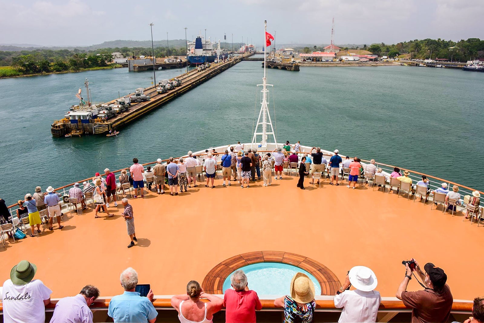 Cunard ship in Panama Canal