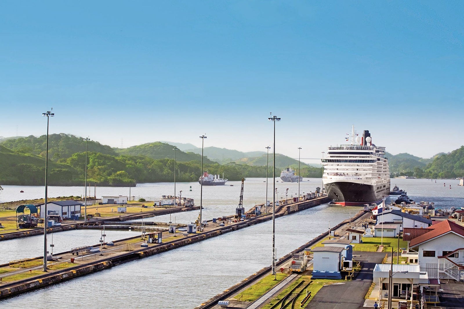 Cunard ship in the Panama Canal