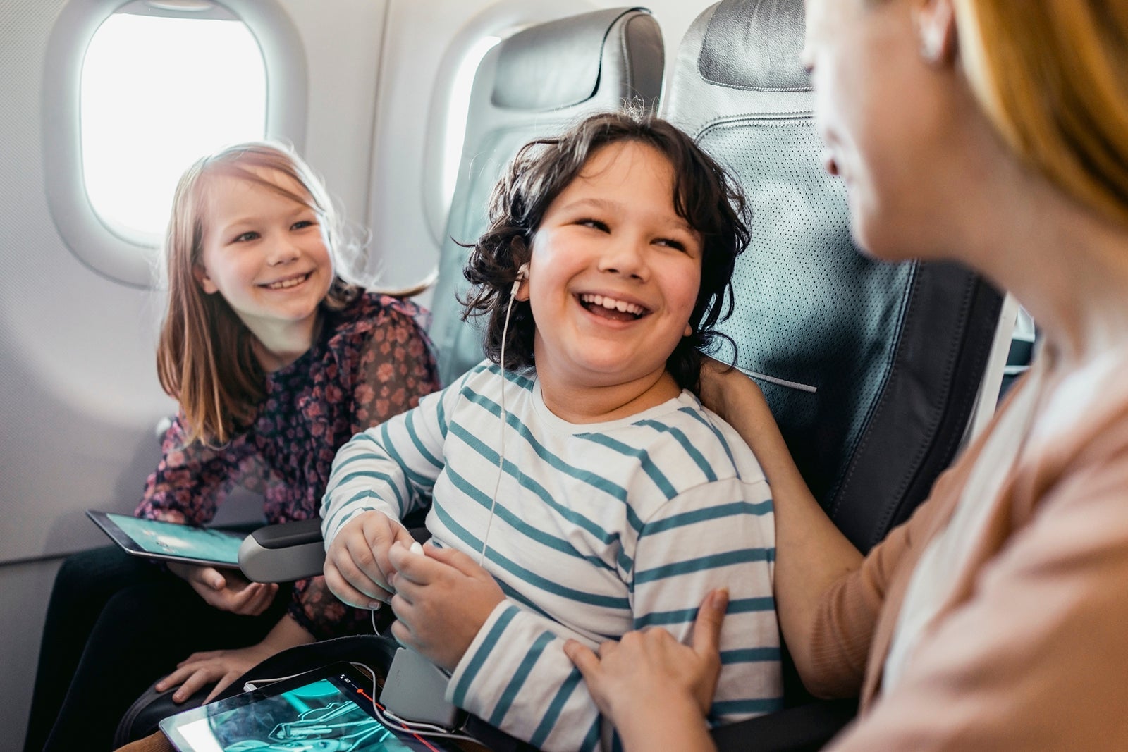 kids on an airplane