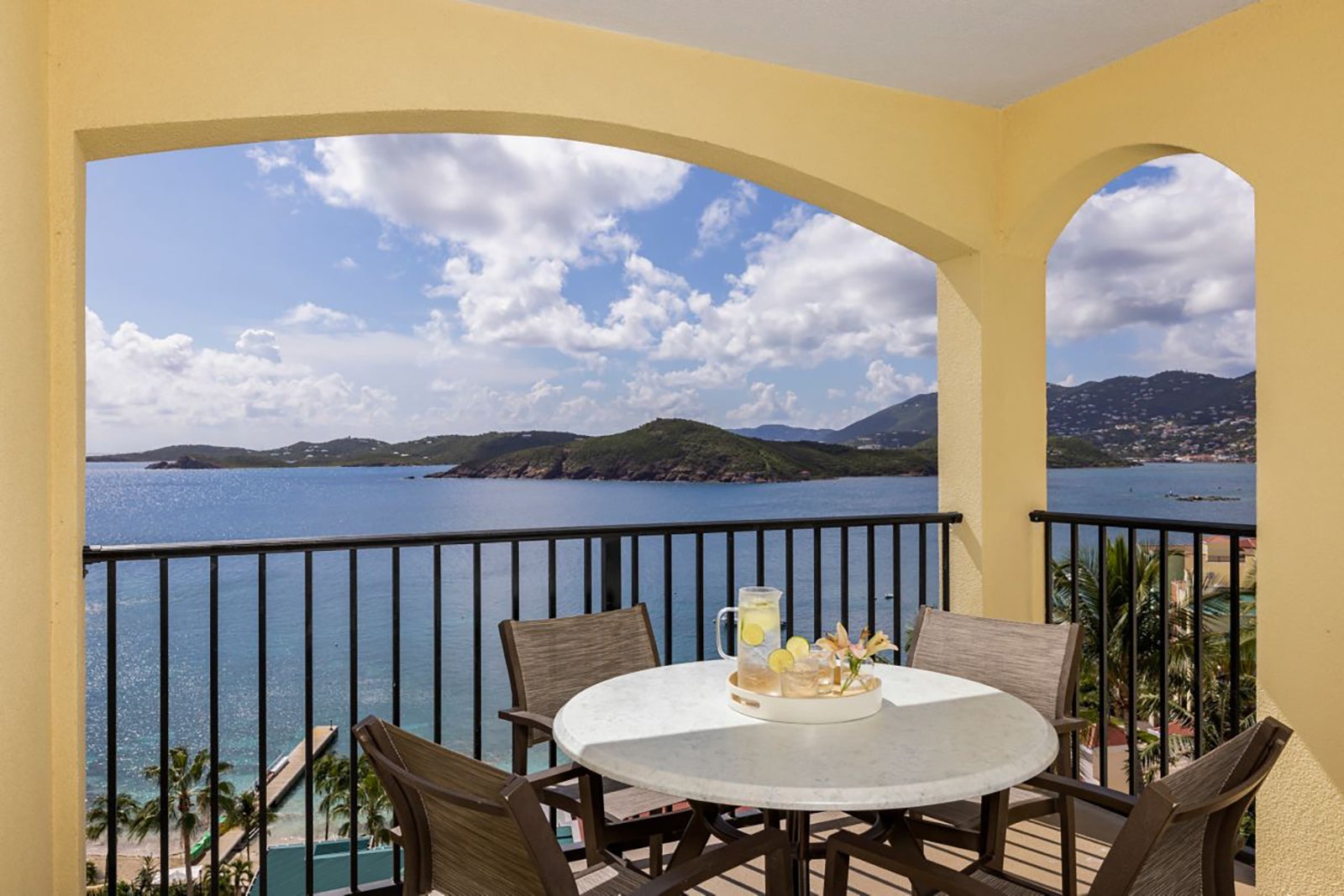 Balcony seating at Marriott Frenchman's Cove
