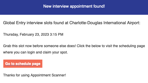 appointment scanner screenshot