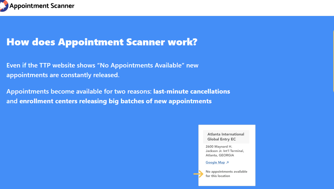 appointment scanner screenshot