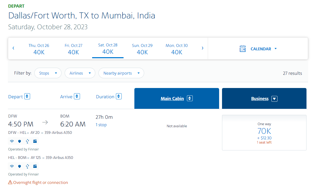 Booking an AAdvantage award