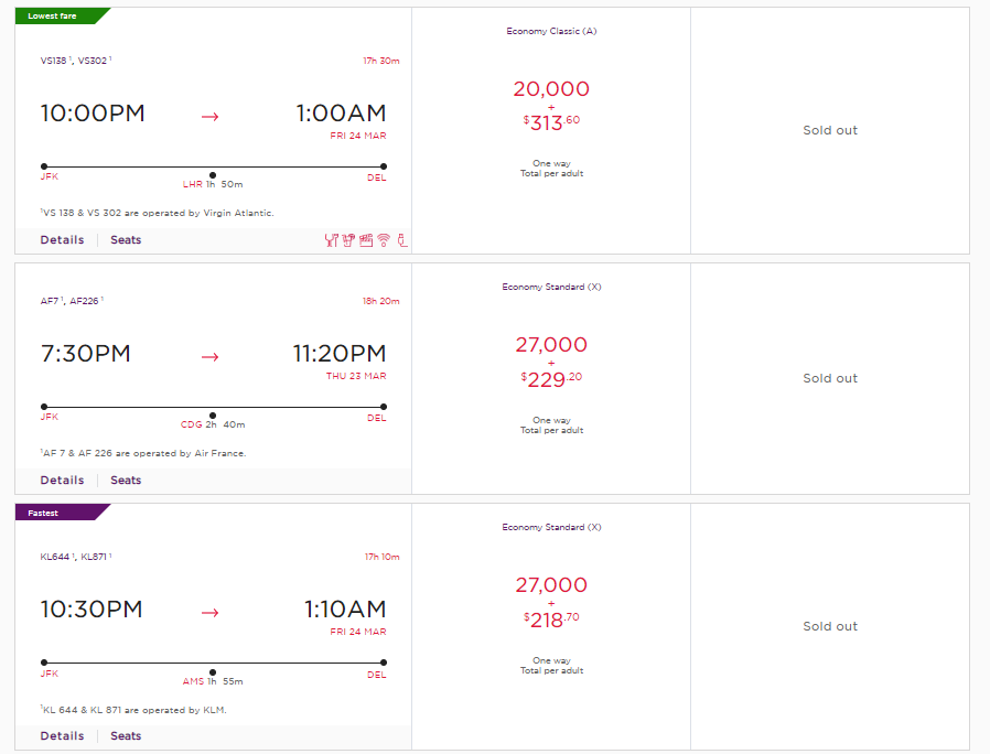 Redeeming Virgin Atlantic points
