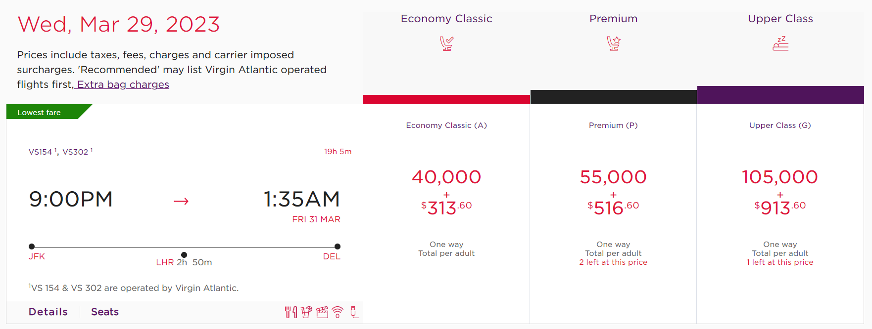 Redeeming Virgin Atlantic points