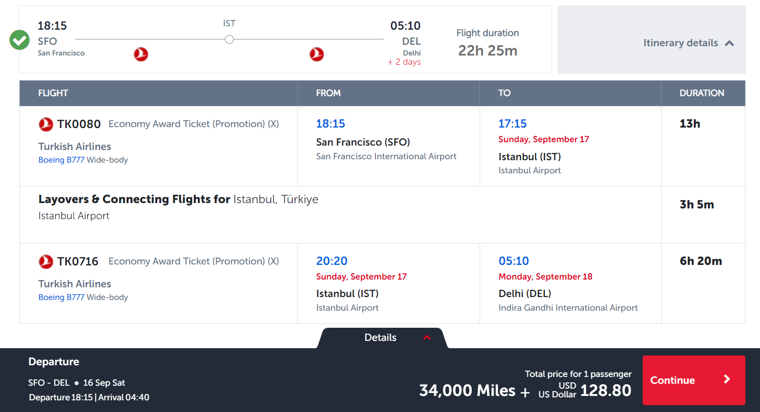Booking a Turkish award