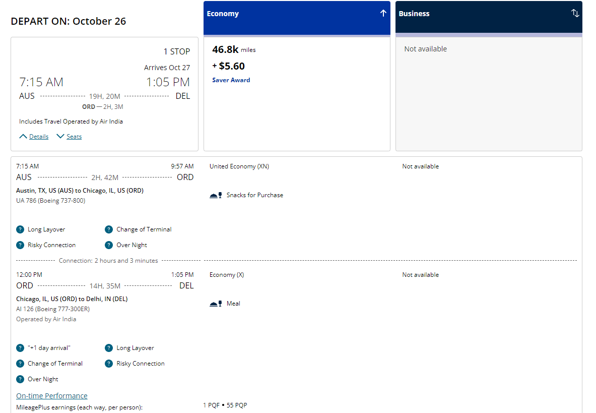 Booking a United MileagePlus award