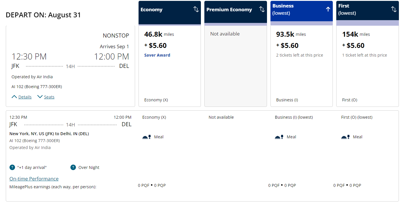 Booking a United MileagePlus award