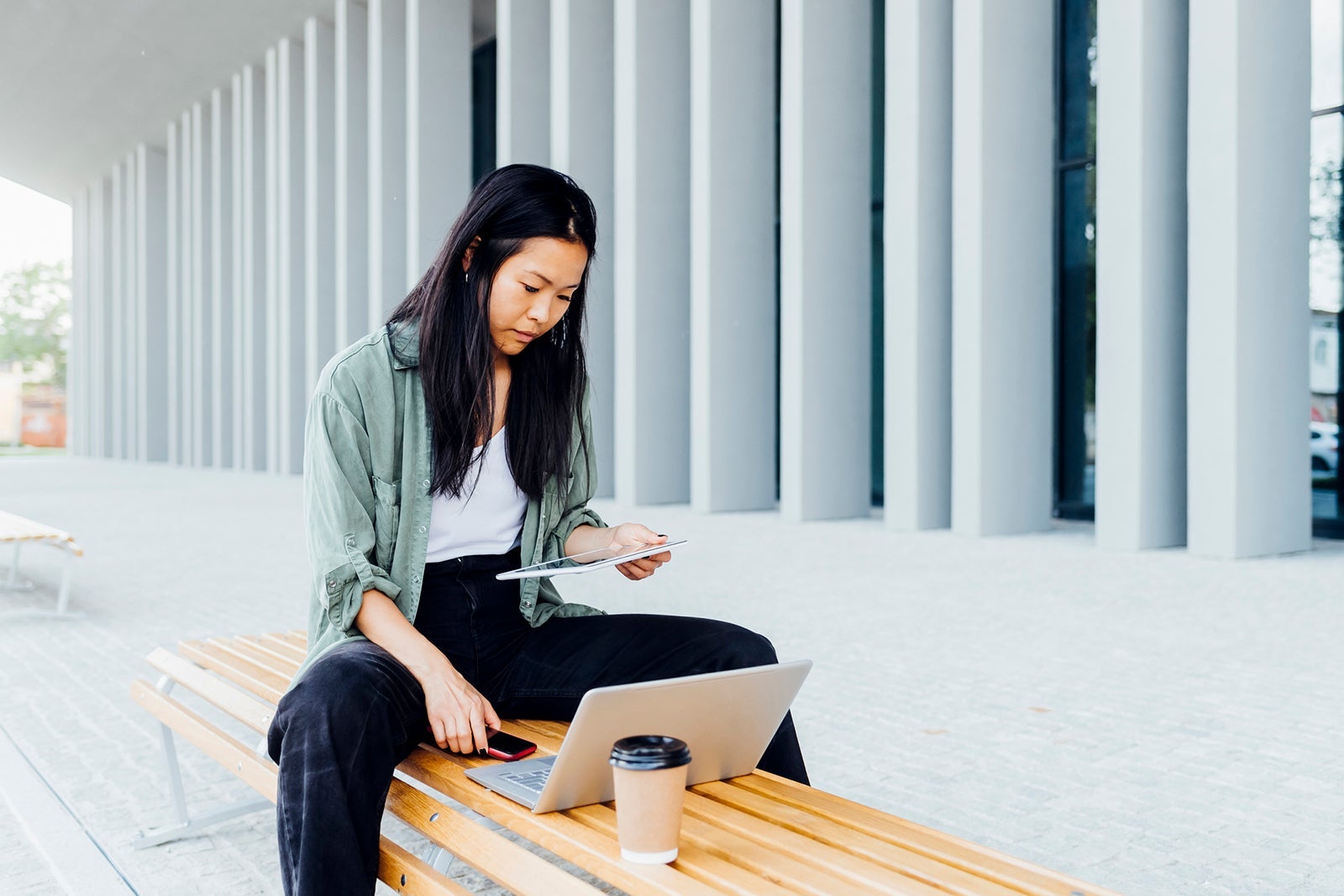Woman using her laptop