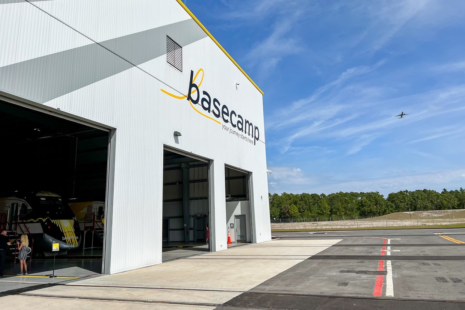 The main doors to Brightline's Basecamp maintenance facility