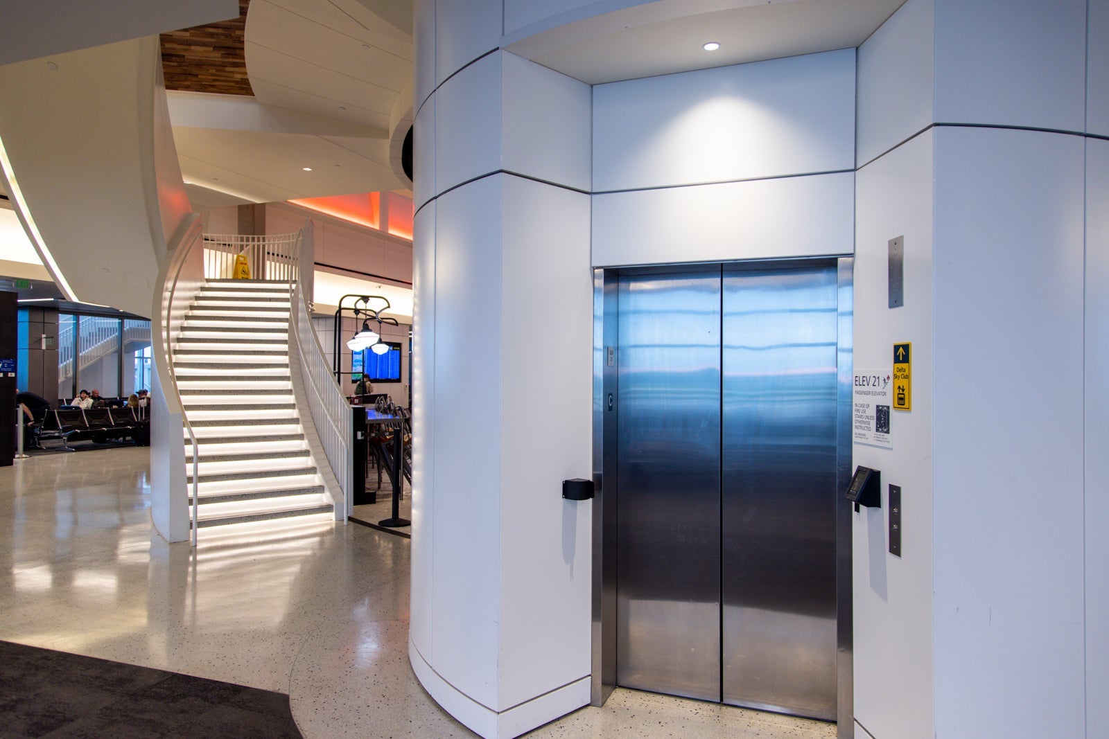 an elevator and staircase